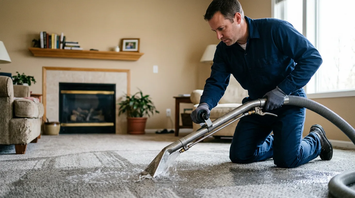 Water damage restoration technician working near Fox Lake, WI